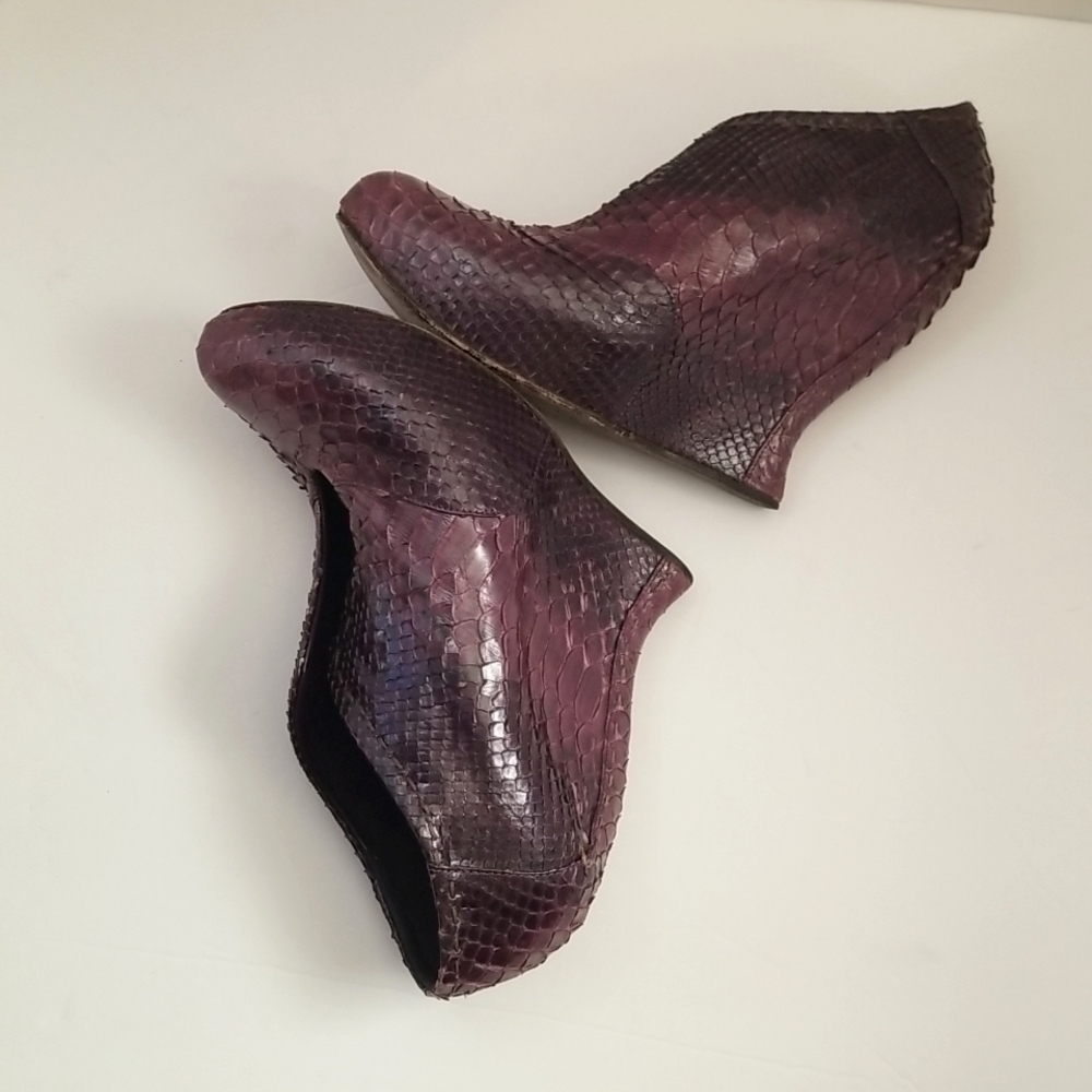๐HP Alexander McQueen Snakeskin Wedge Sculpted Heel Platform Boots Runway Rare - Picture 4 of 9